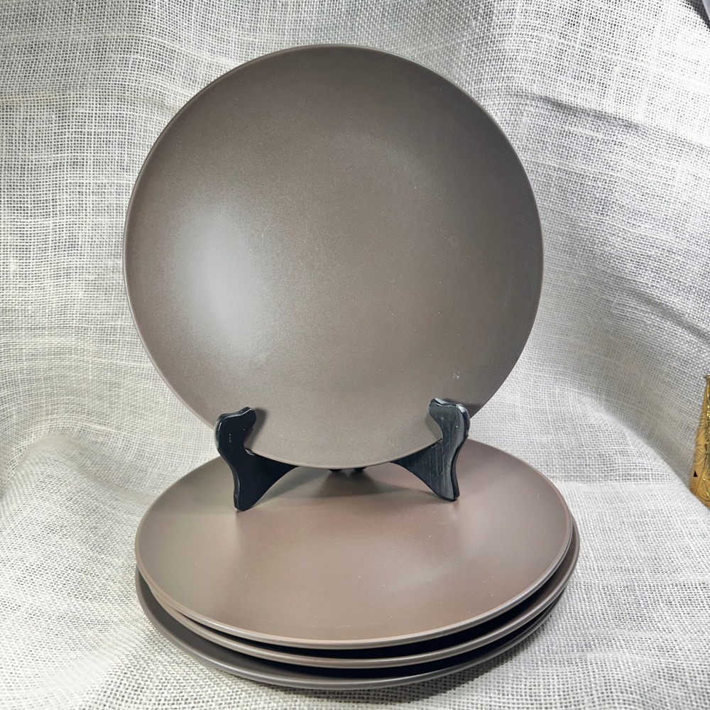 IKEA Dinera Matte Brown Dinner Plates Stoneware Set of 4 10.25 Inch 12011